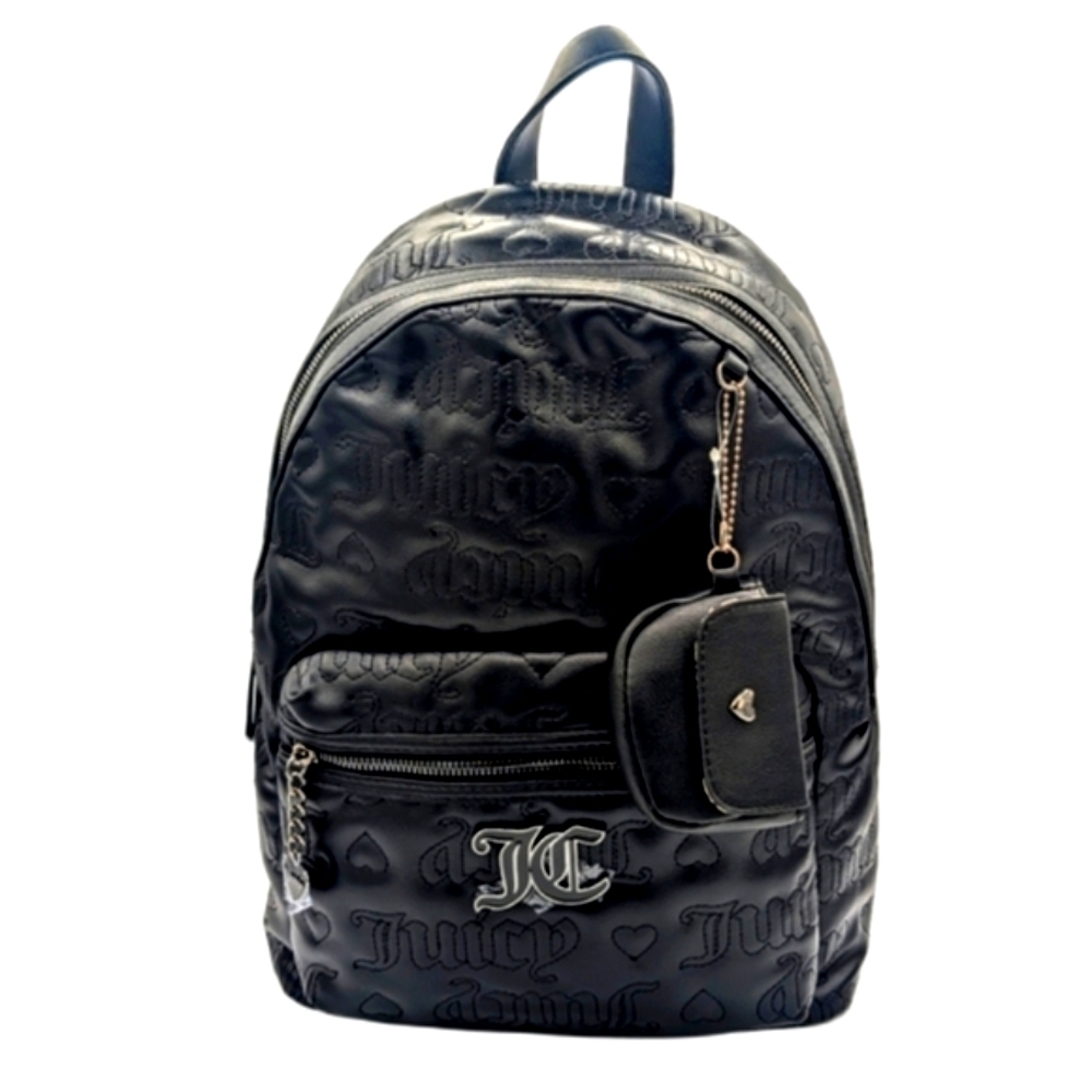 Juicy Couture Black Vegan leather Pink League Backpack with air pod coin purse